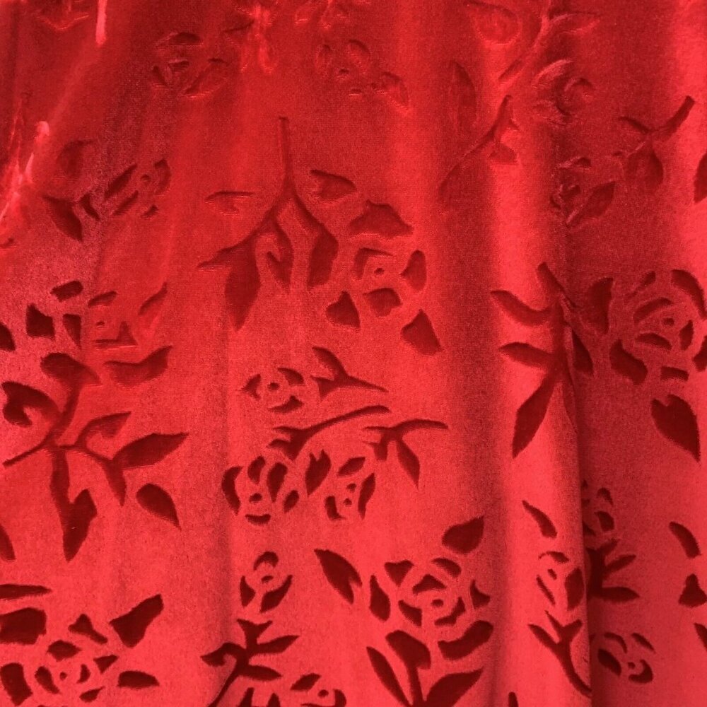 Jouly Women’s Size 1XL Red Floral Crushed Velvet Top Long Sleeve 90’s Vintage - Picture 4 of 10